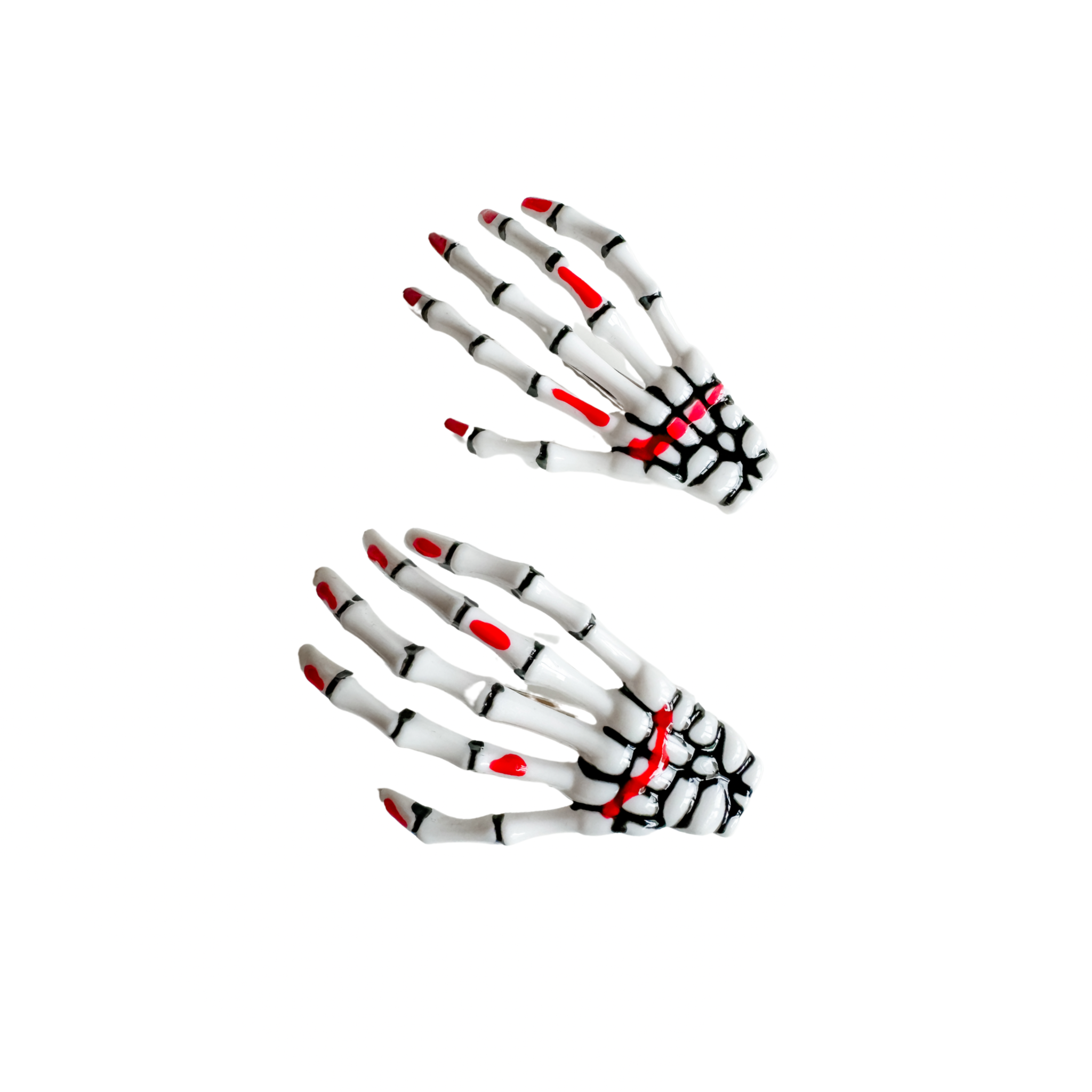 Skeleton Hands Hair Clips - White (pack of 2)
