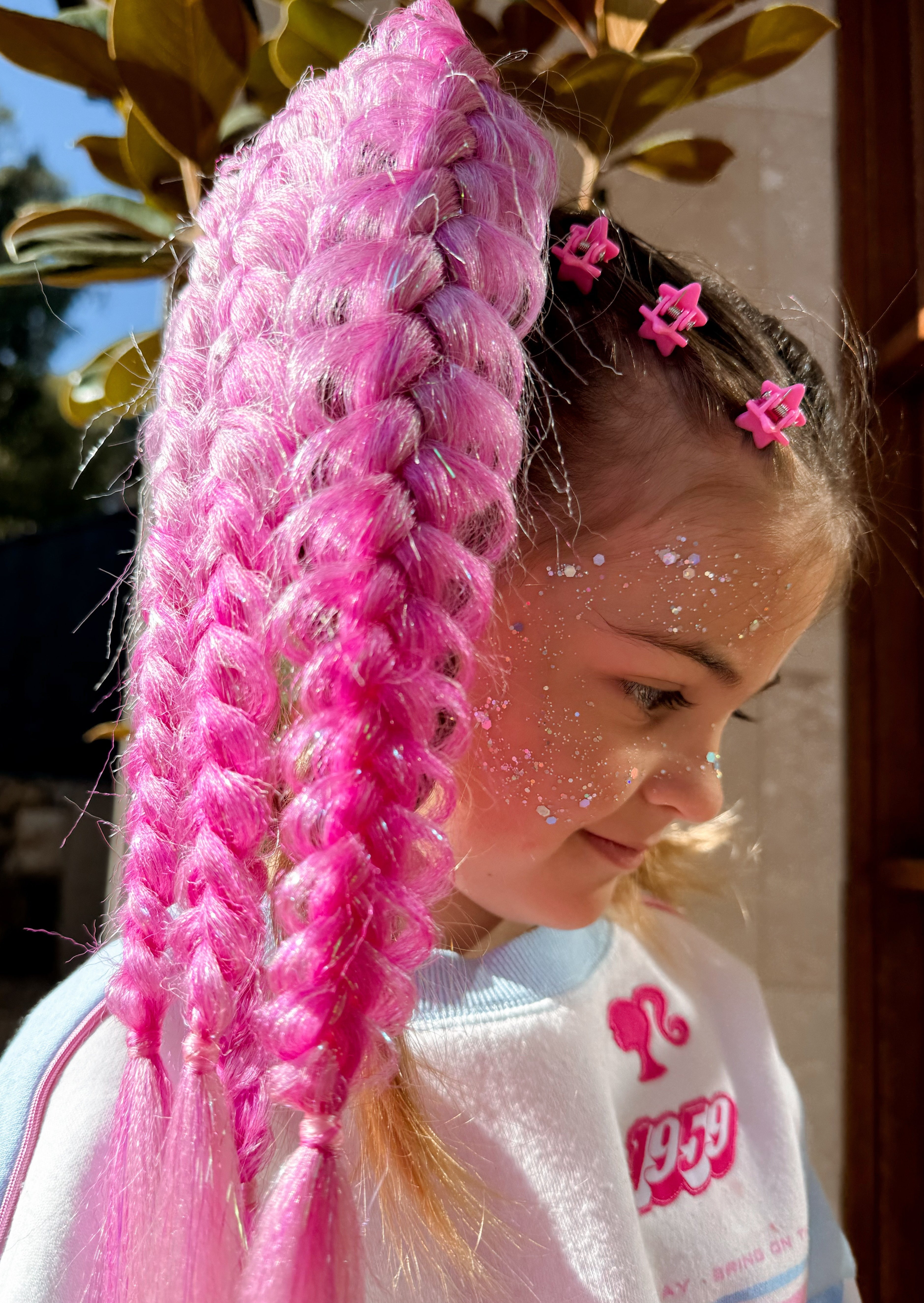 Reusable Braided Ponytail Sirena - Fairy Floss (45cm)
