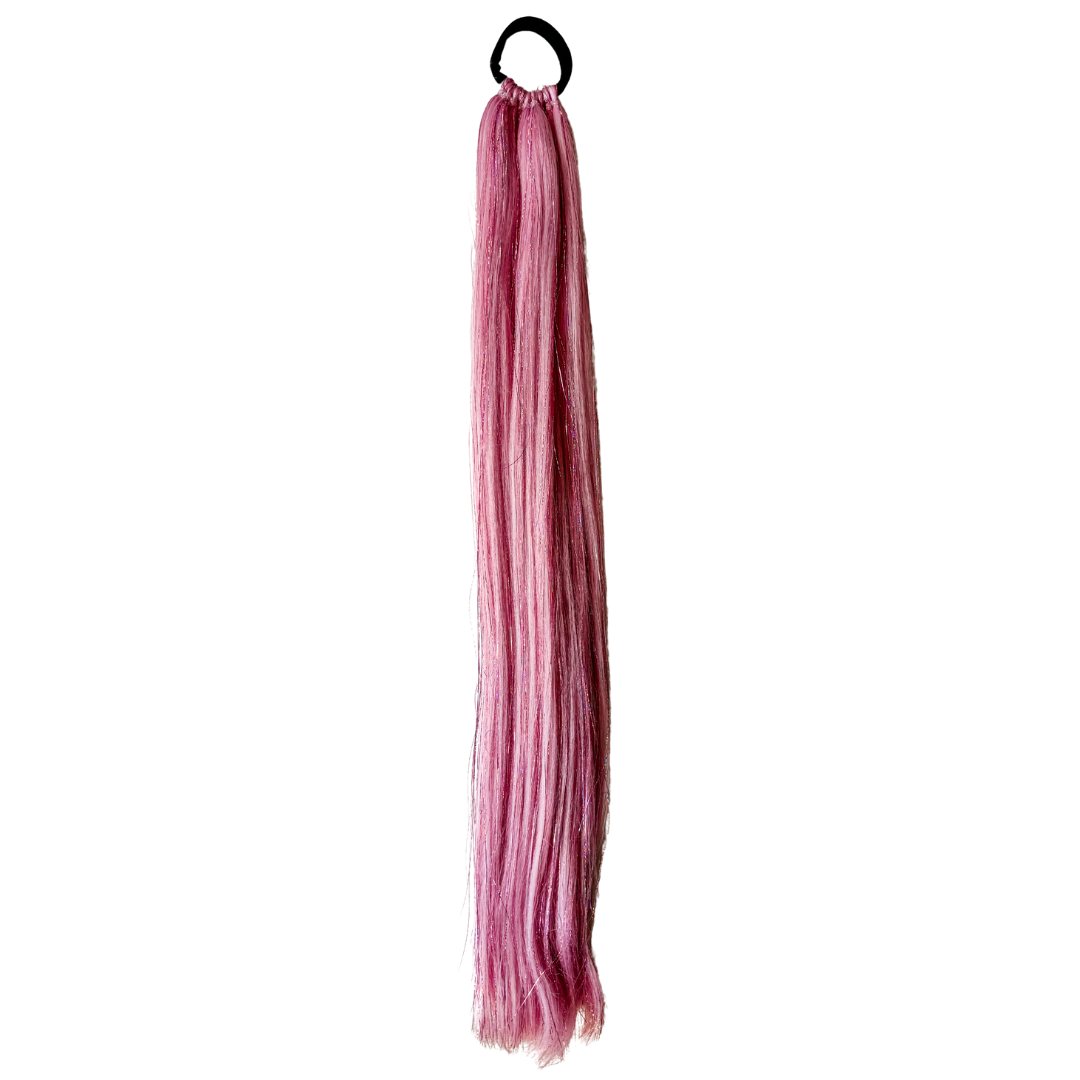 Reusable straight ponytail pink, pink tinsel