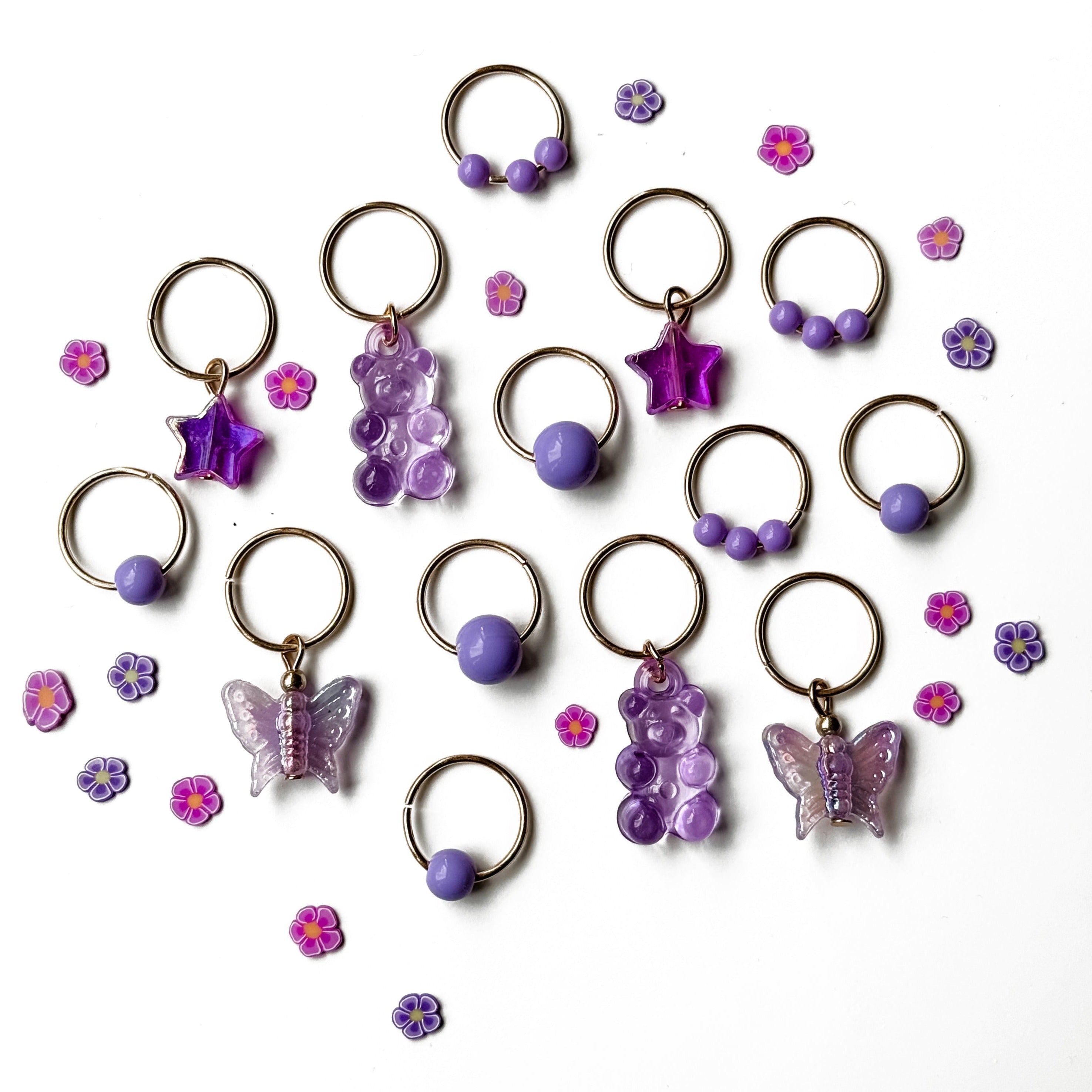 Hair Charms - Purple (14 pcs)
